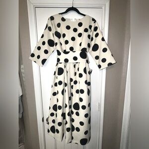 Tan & Black polka dot dress. Size L